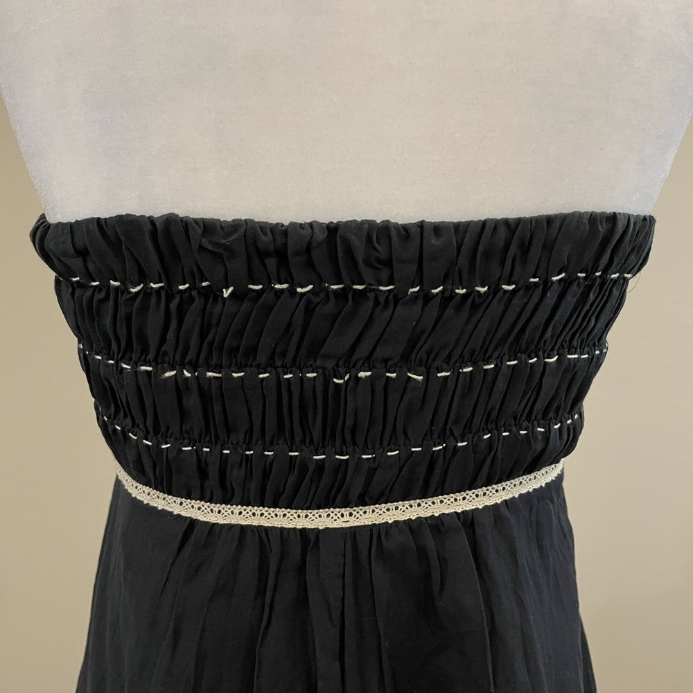 Strapless black and tan cotton silk dress - Picture 7 of 10